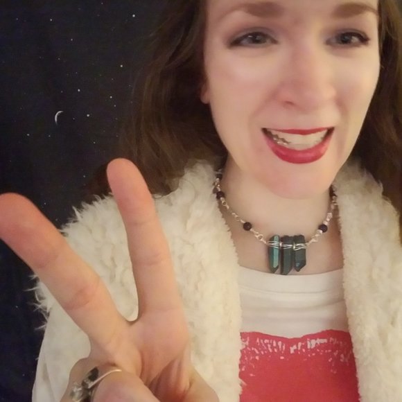 Metallic Cosmos Quartz Lapis Flourite Necklace - Picture 6 of 9